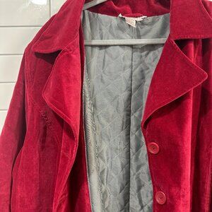 Vintage Red Velvet Trench Coat